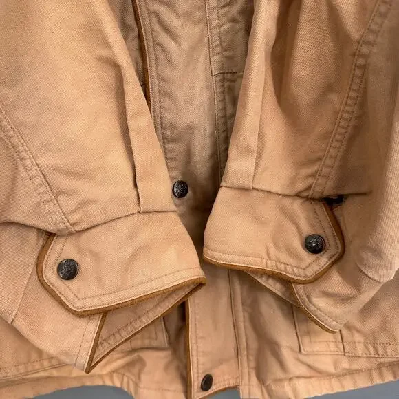 VTG Outback Field Jacket Lg Tan Canvas Western Ranch Barn Coat Distressed Rugged - Picture 7 of 16